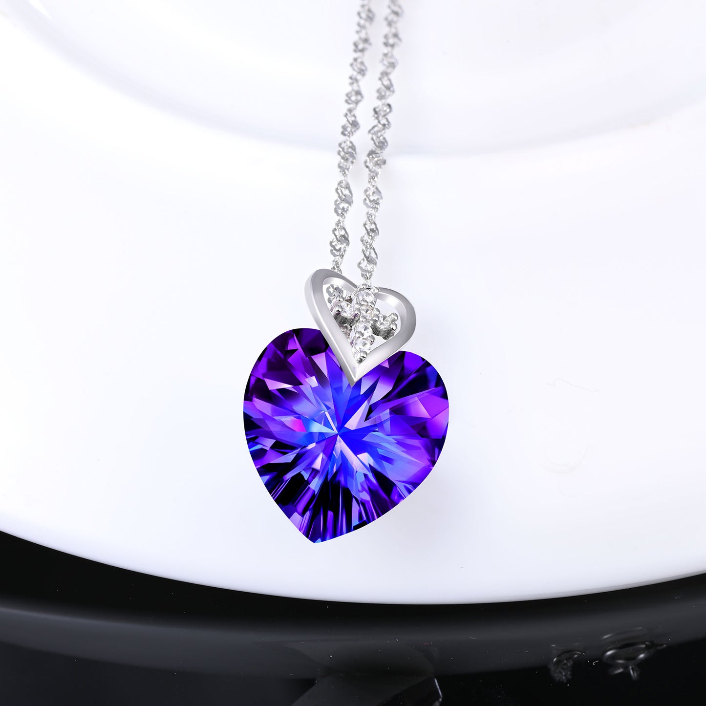 Cross Heart Crystal CZ Necklace