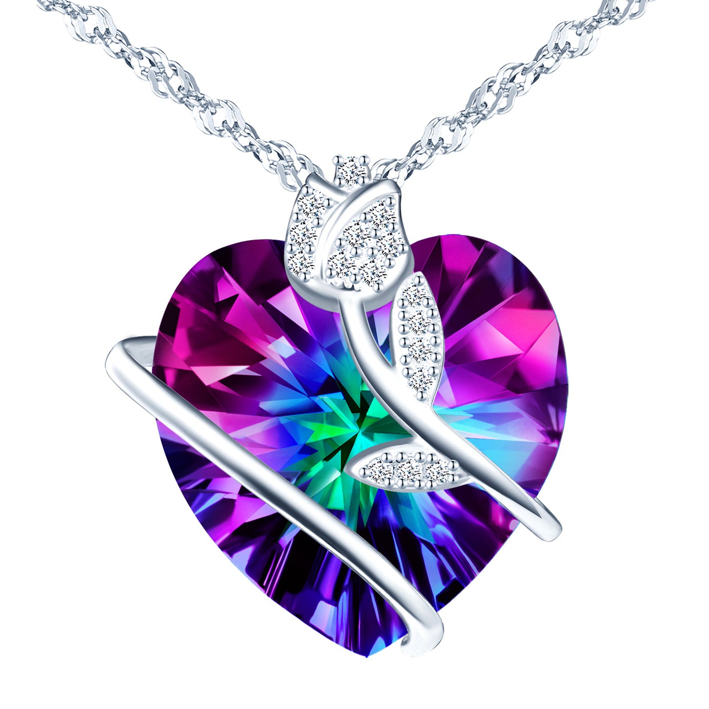 Rose Heart Crystal Zircon Necklace