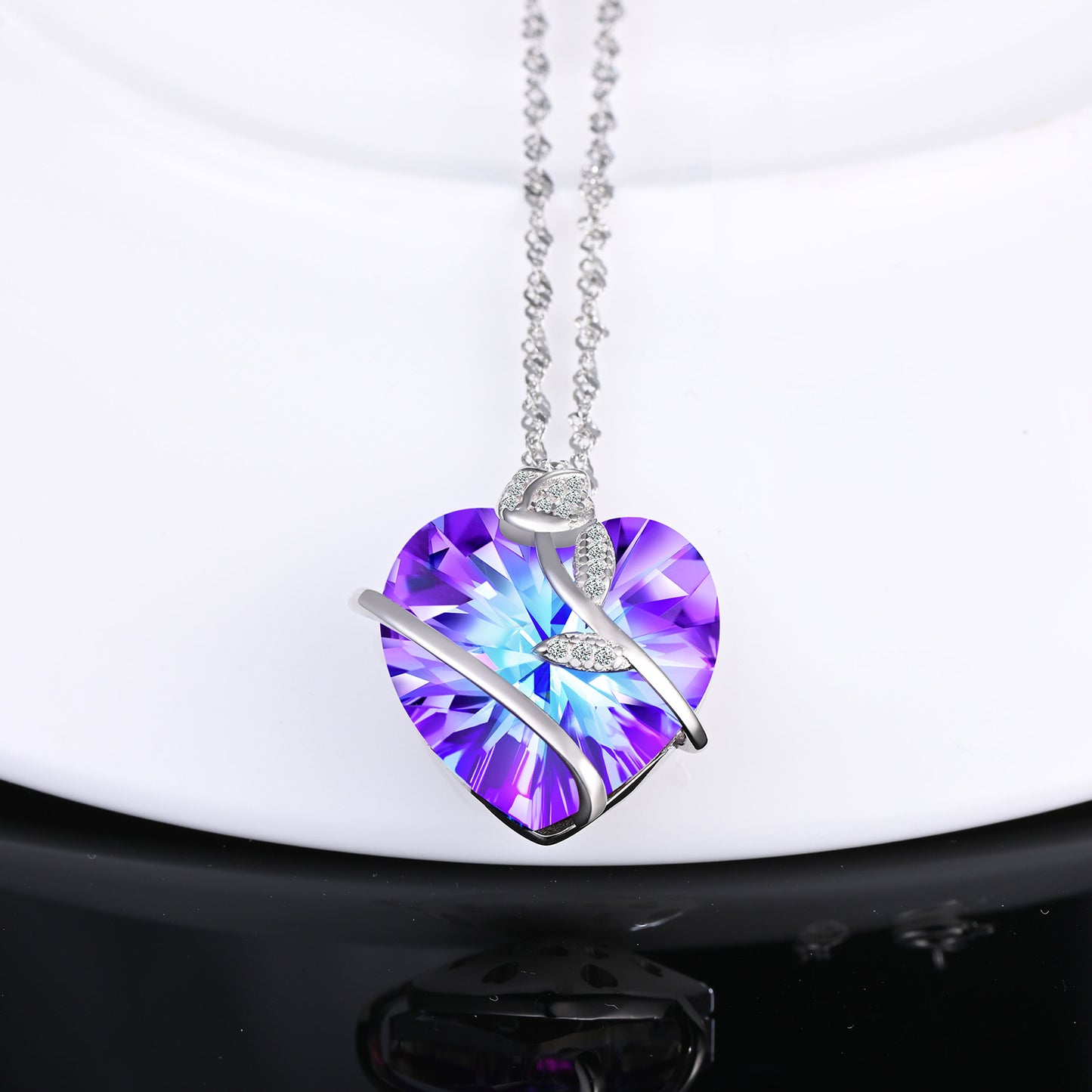 Rose Heart Crystal Zircon Necklace