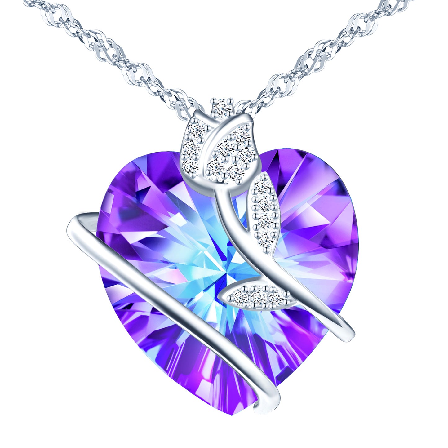 Rose Heart Crystal Zircon Necklace