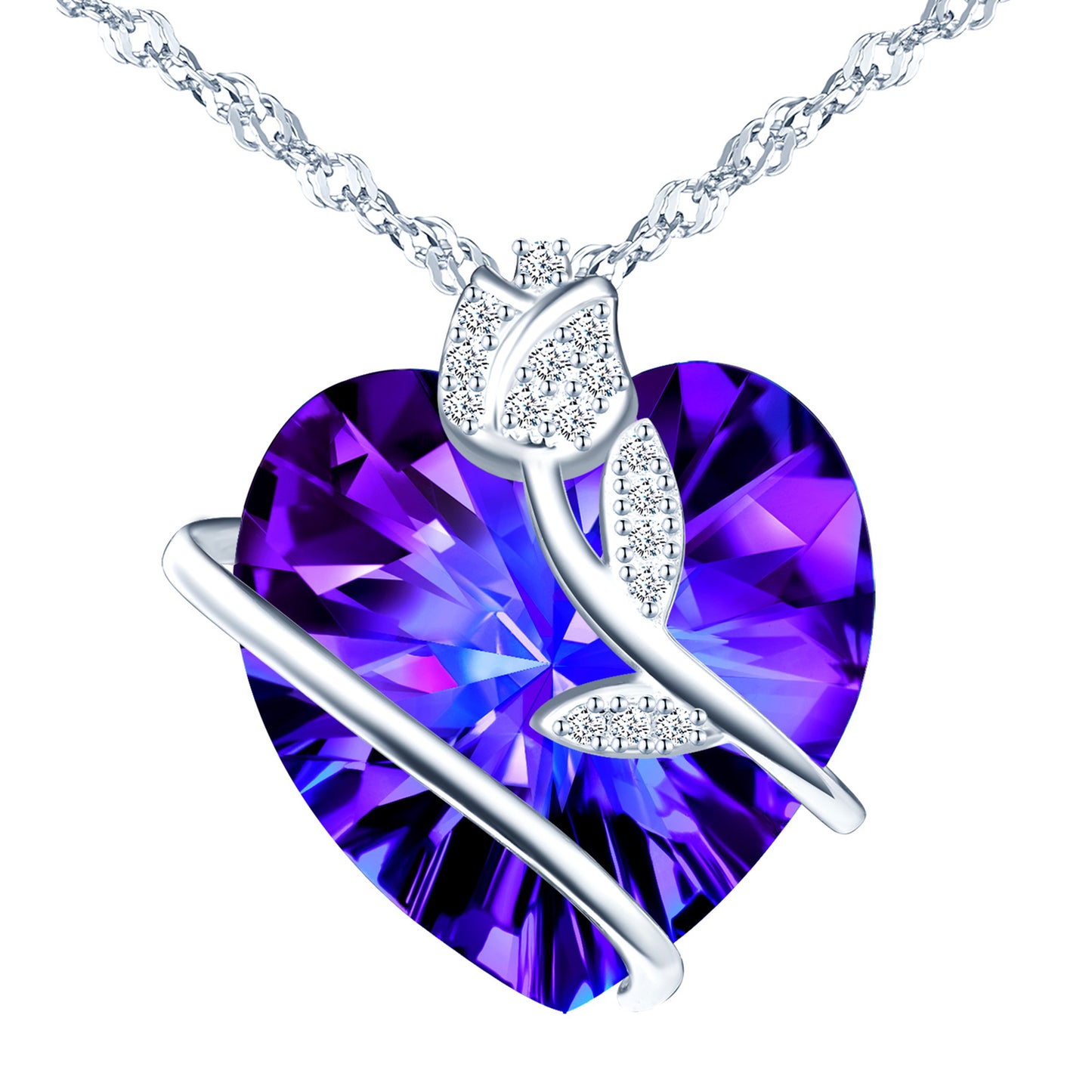 Rose Heart Crystal Zircon Necklace