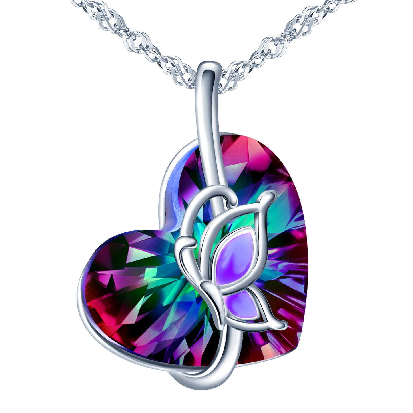 Butterfly Heart Crystal Necklace