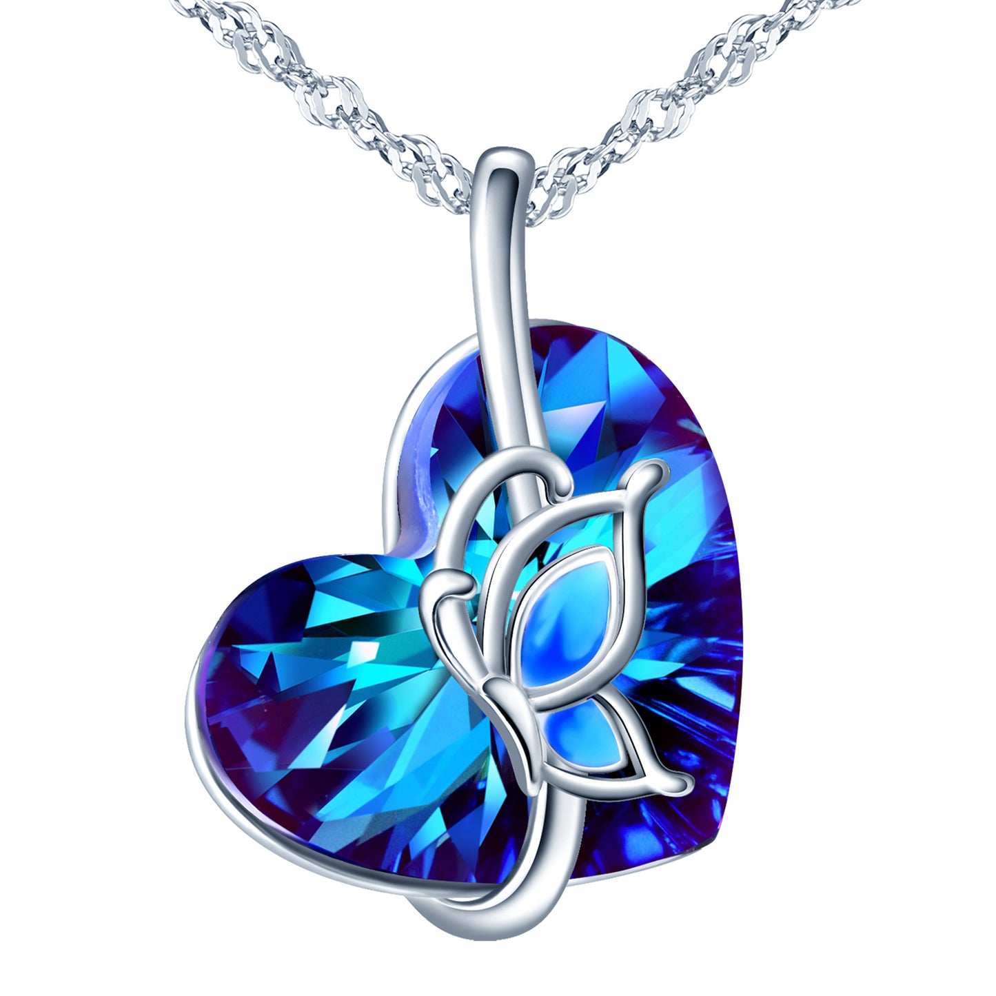 Butterfly Heart Crystal Necklace