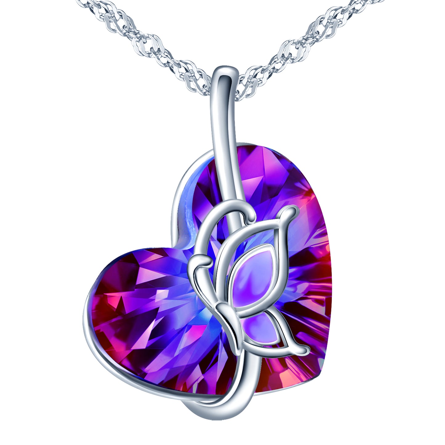 Butterfly Heart Crystal Necklace