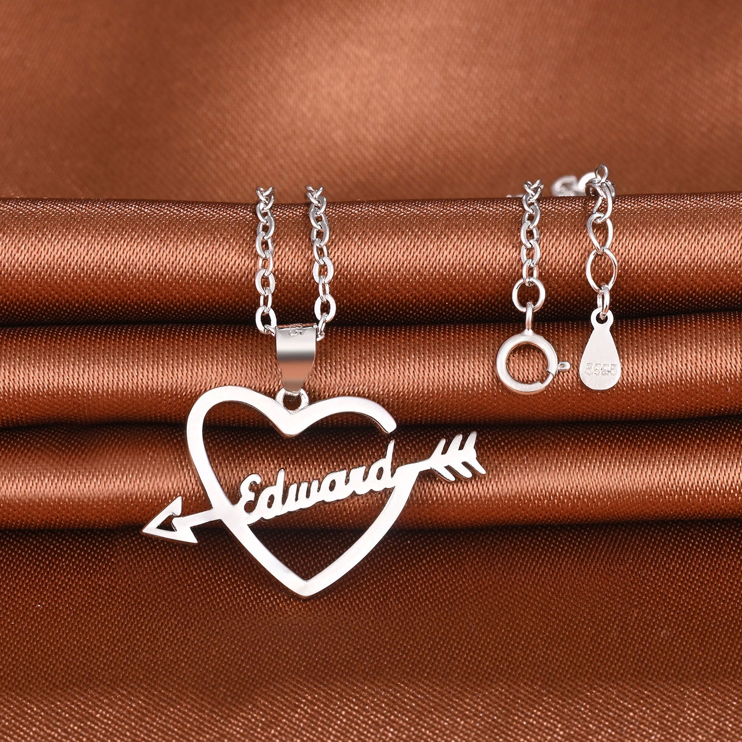 Infinionly Sterling Silver Arrow through the heart Name Necklace