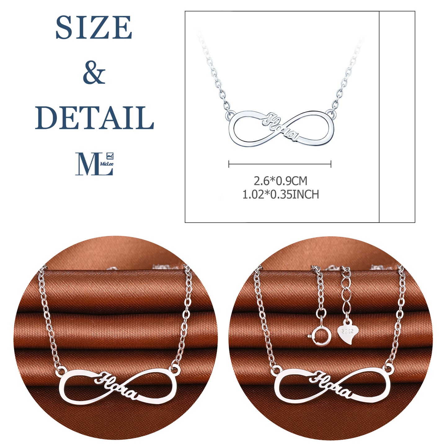 Infinionly Sterling Silver Classical Style Personalized Name Necklace