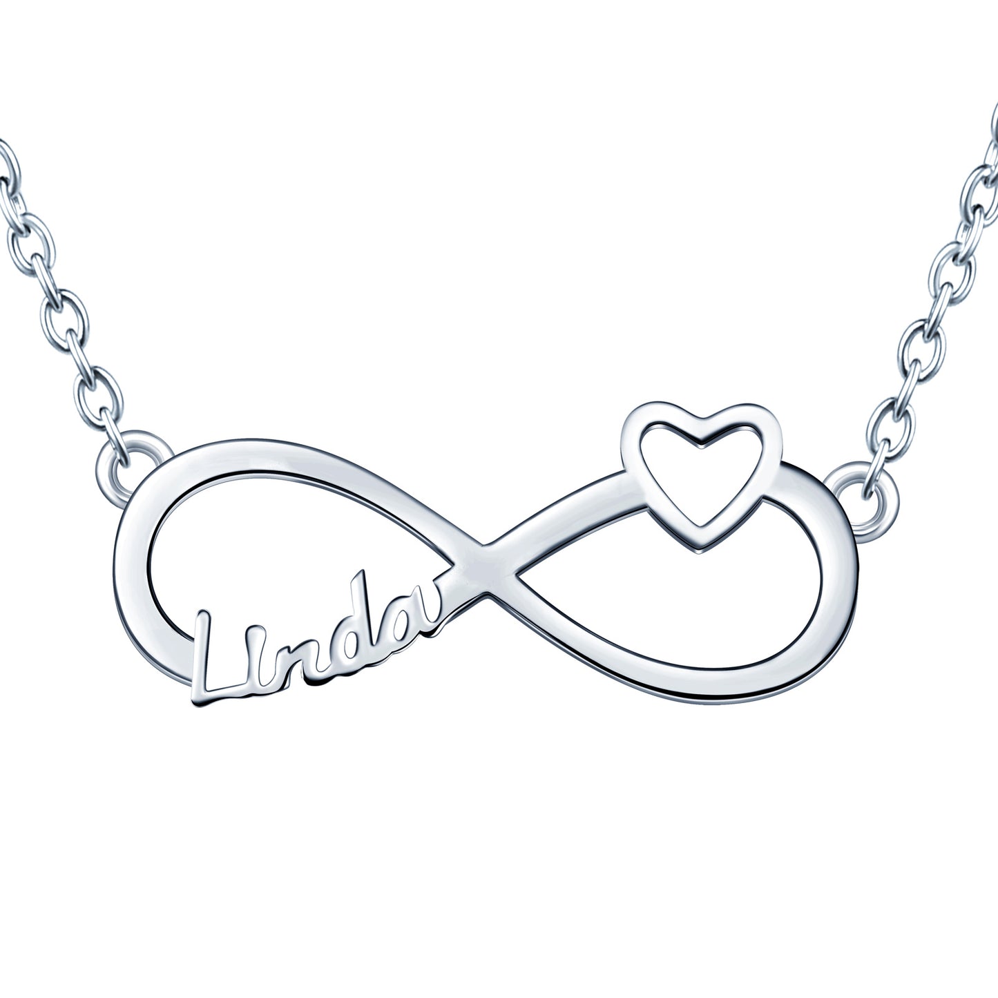 Infinionly Sterling Silver Classical Style With Little Heart Personalized Name Necklace