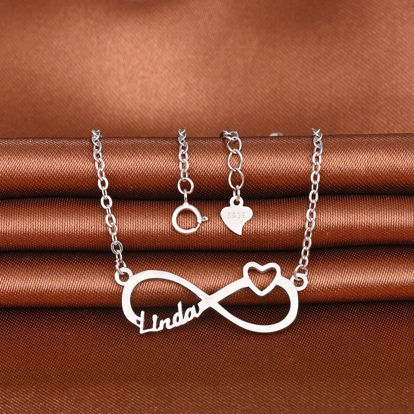 Infinionly Sterling Silver Classical Style With Little Heart Personalized Name Necklace