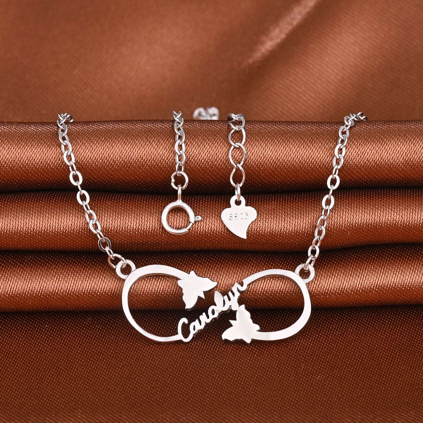 Infinionly Sterling Silver Classical Style With Little Two Butterflies Personalized Name Necklace