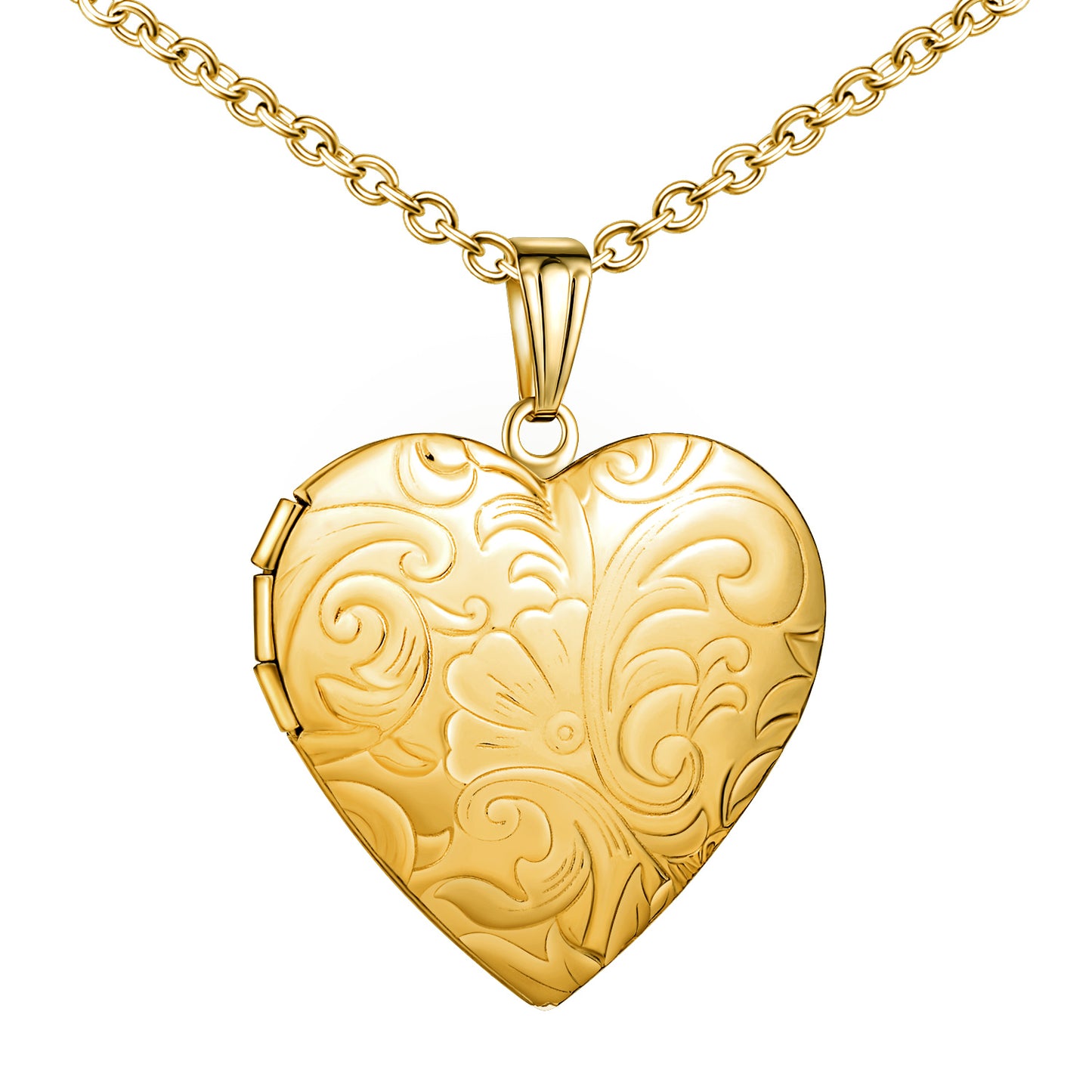 Infinionly Fashion Pattern Heart Photo Locket Necklace
