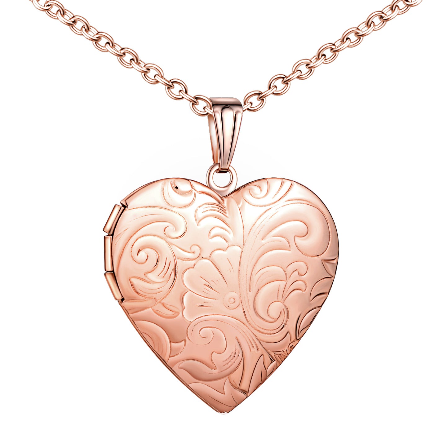 Infinionly Fashion Pattern Heart Photo Locket Necklace