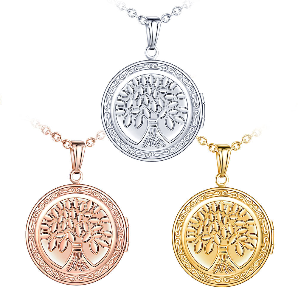 Infinionly Round Tree Of Life Photo Locket Necklace