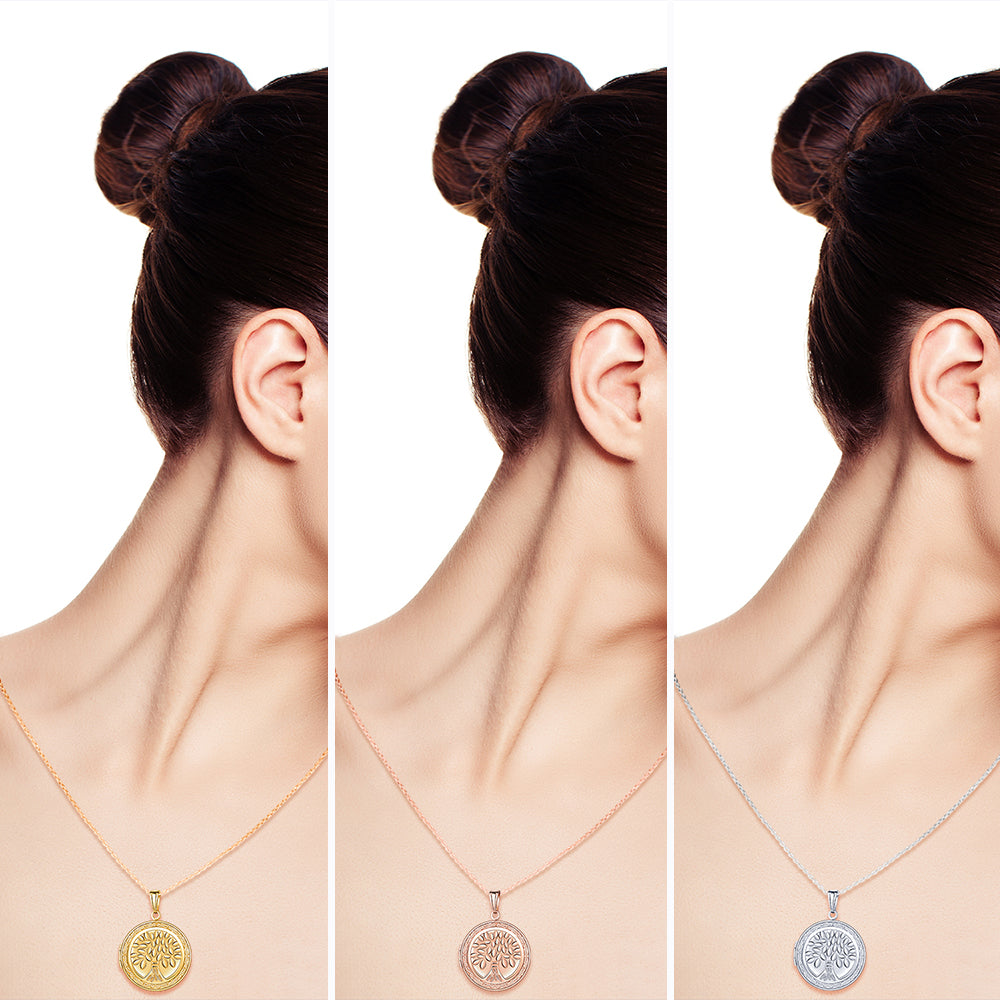 Infinionly Round Tree Of Life Photo Locket Necklace