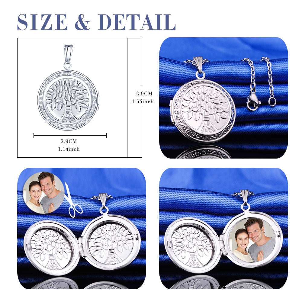 Infinionly Round Tree Of Life Photo Locket Necklace