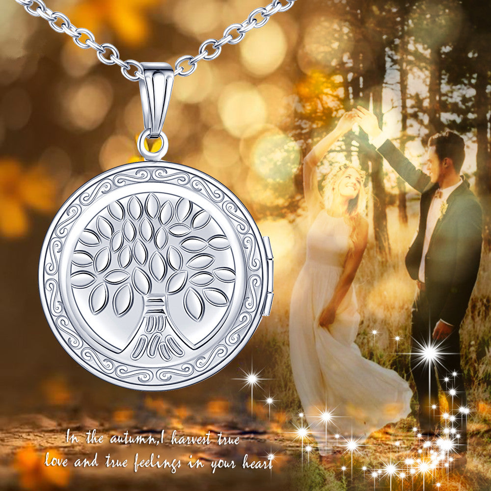Infinionly Round Tree Of Life Photo Locket Necklace