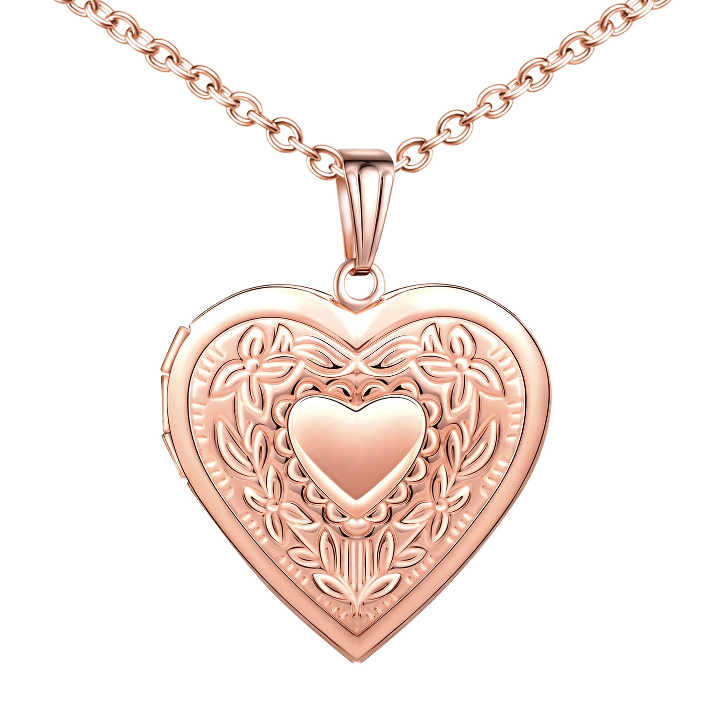 Infinionly Big Pattern Heart Photo Locket Necklace