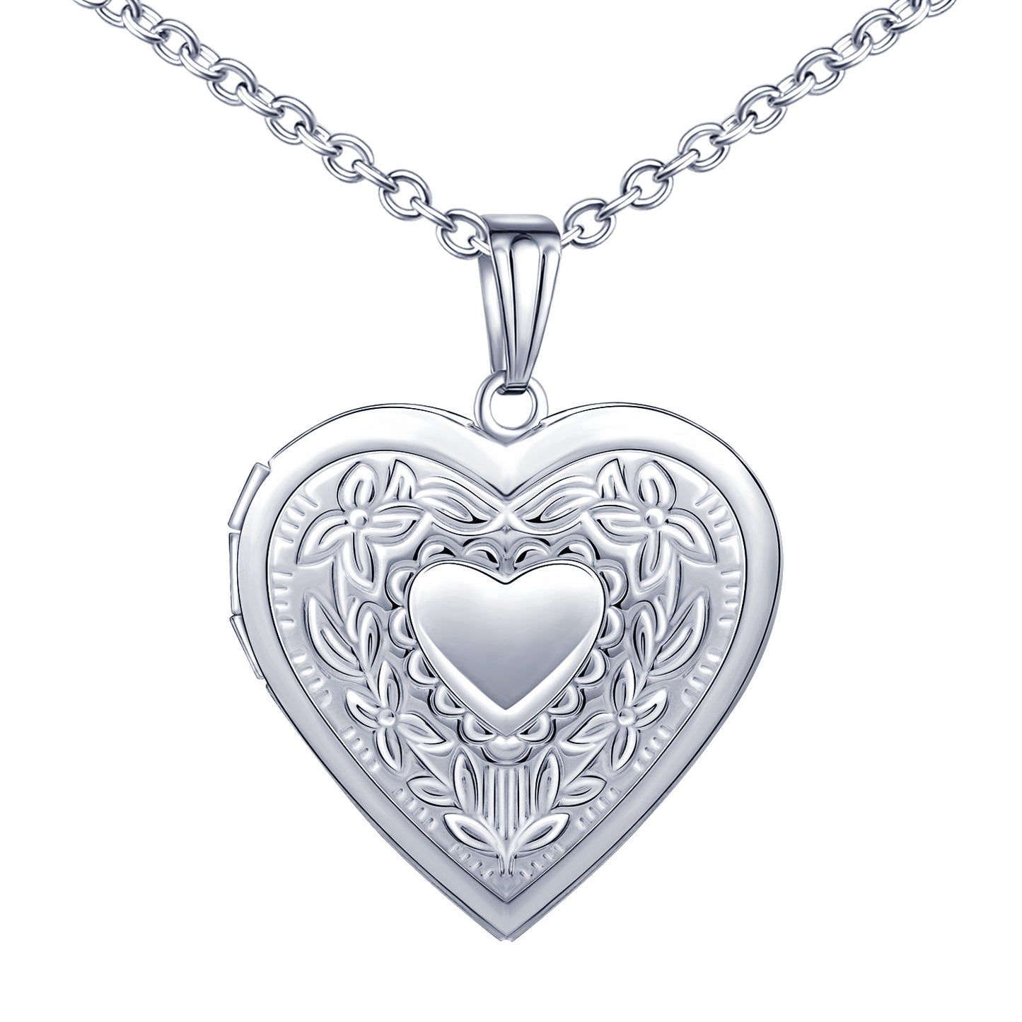 Infinionly Big Pattern Heart Photo Locket Necklace