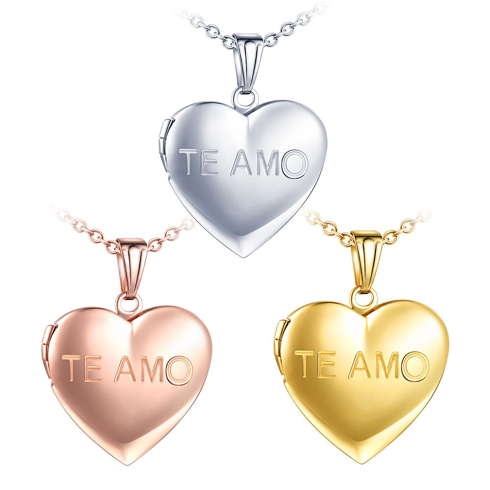 Infinionly Fashion TO MAO Heart Photo Locket Necklace