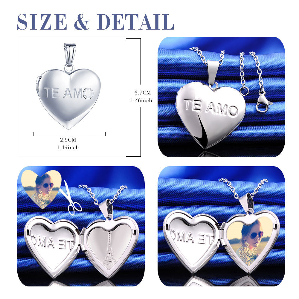 Infinionly Fashion TO MAO Heart Photo Locket Necklace