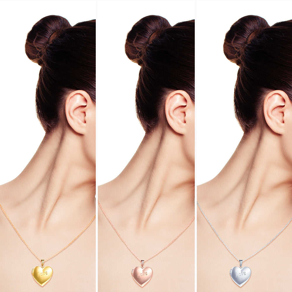 Infinionly Fashion LOVE Heart Photo Locket Necklace