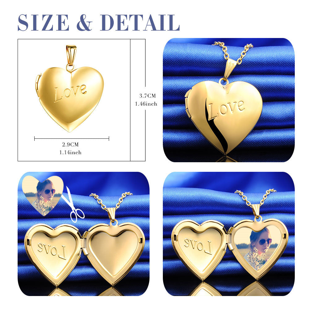 Infinionly Fashion LOVE Heart Photo Locket Necklace