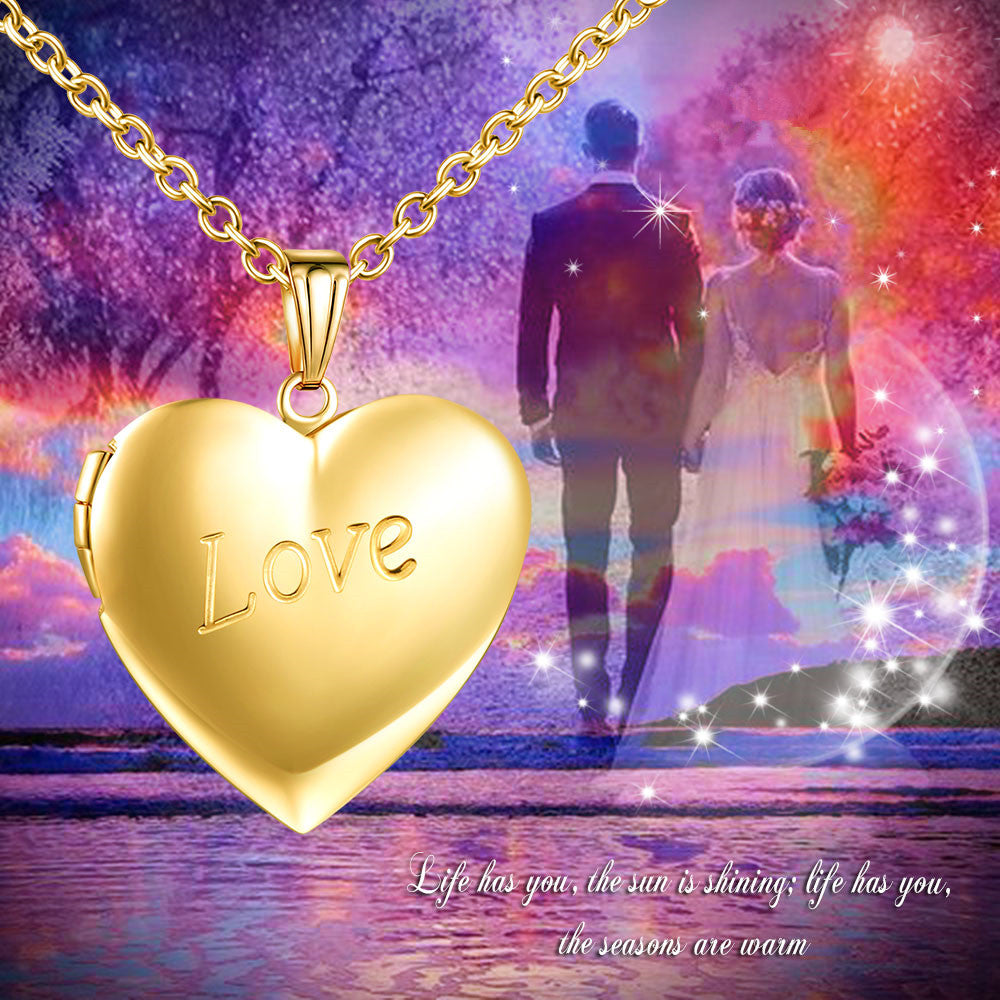 Infinionly Fashion LOVE Heart Photo Locket Necklace