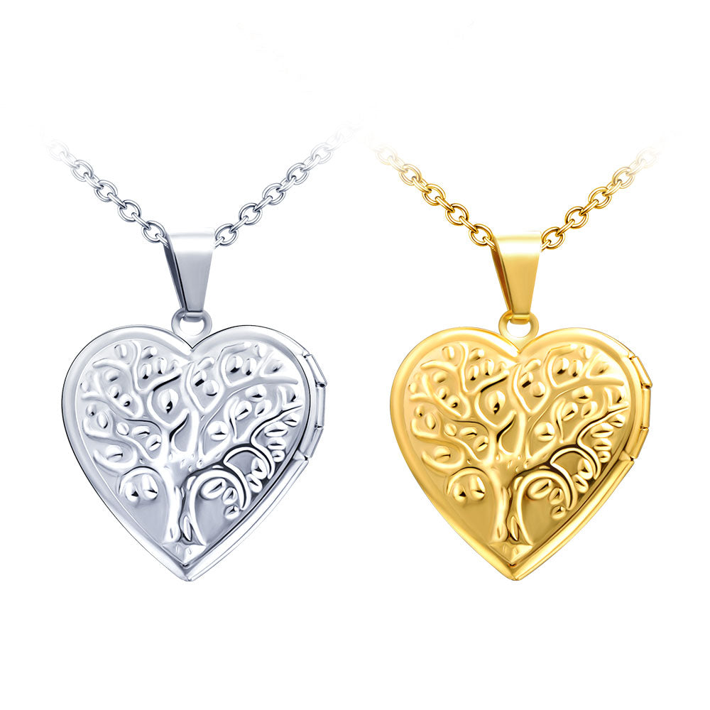 Infinionly Fashion Tree of Life Heart Photo Locket Necklace