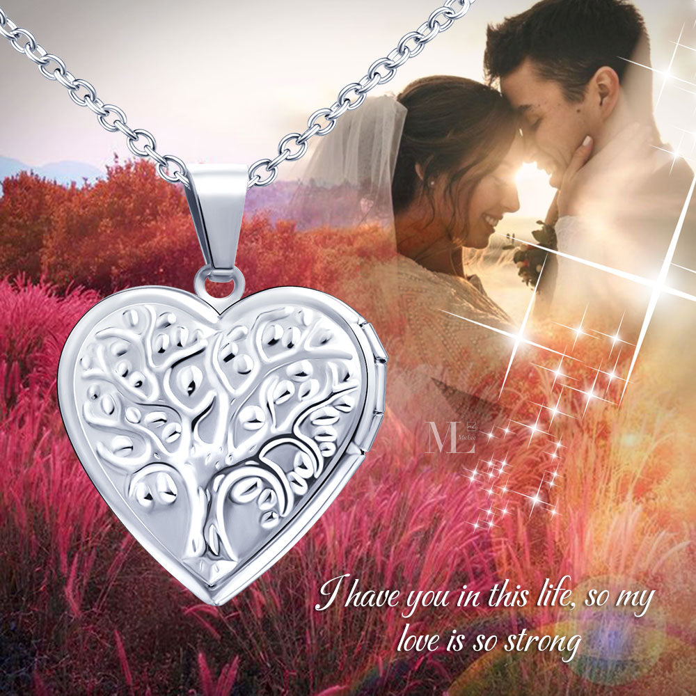 Infinionly Fashion Tree of Life Heart Photo Locket Necklace