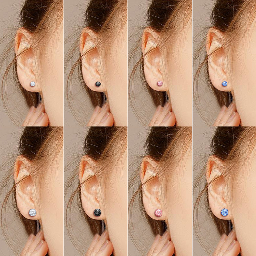 Infinionly 8 Pairs Of S925 Silver Shambhala Crystal Ball Earrings Set
