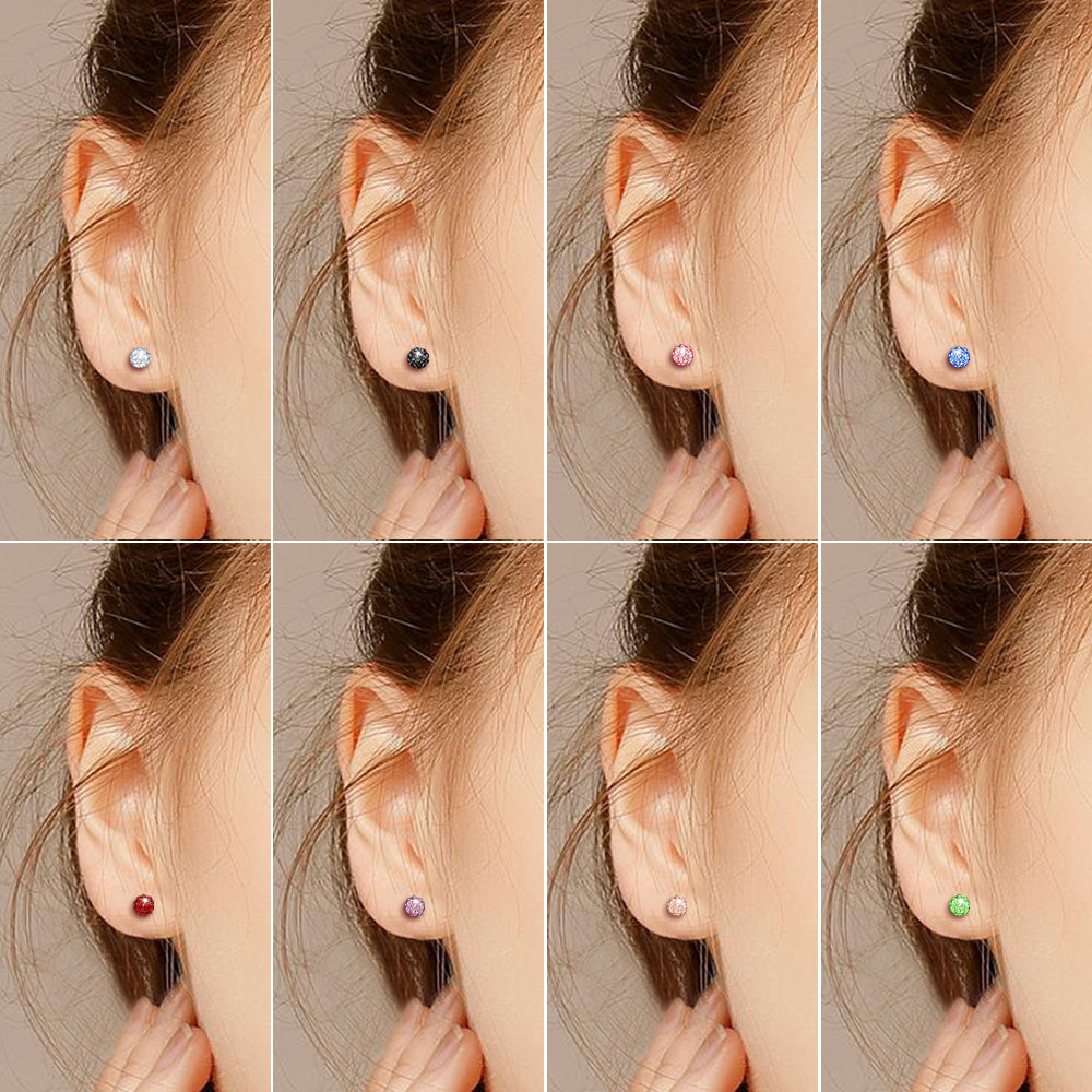 Infinionly 8 Pairs Of 6MM S925 Silver Shambhala Crystal Ball Earrings Set