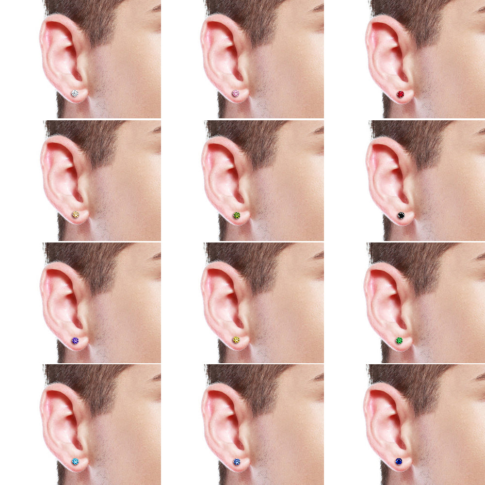 Infinionly 12 Pairs Of Colorful Zirconia Earrings Set