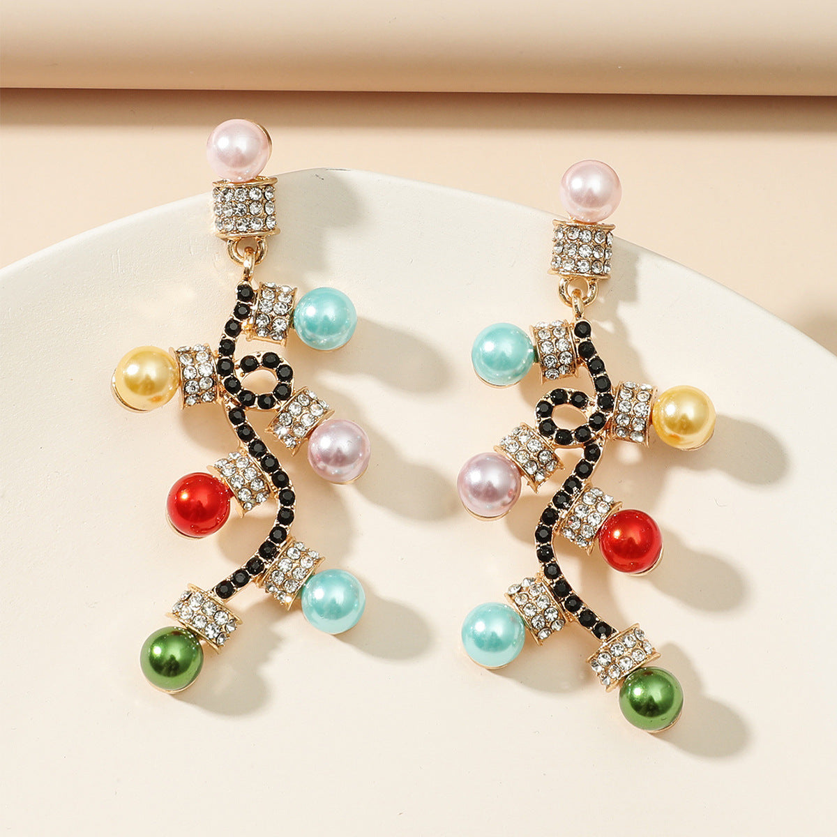 Infinionly Christmas Earrings With Colored Diamonds and Lights