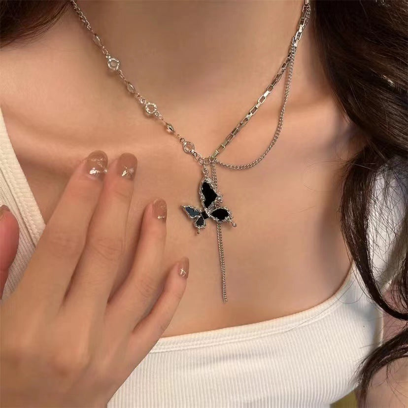 Infinionly Butterfly Fringe Necklace