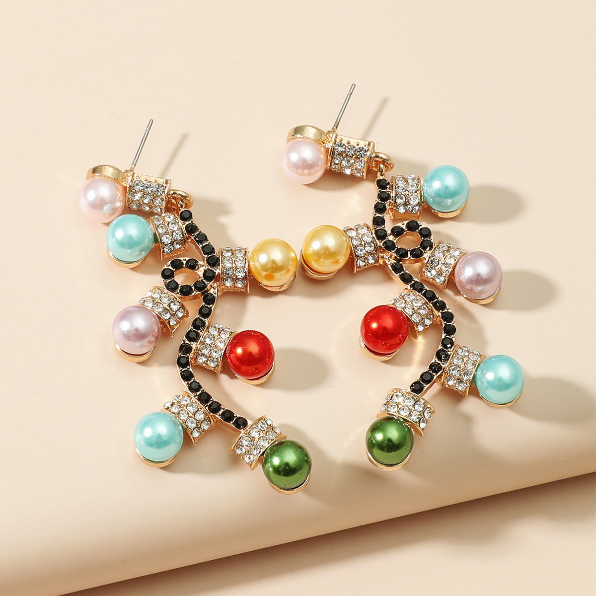 Infinionly Christmas Earrings With Colored Diamonds and Lights