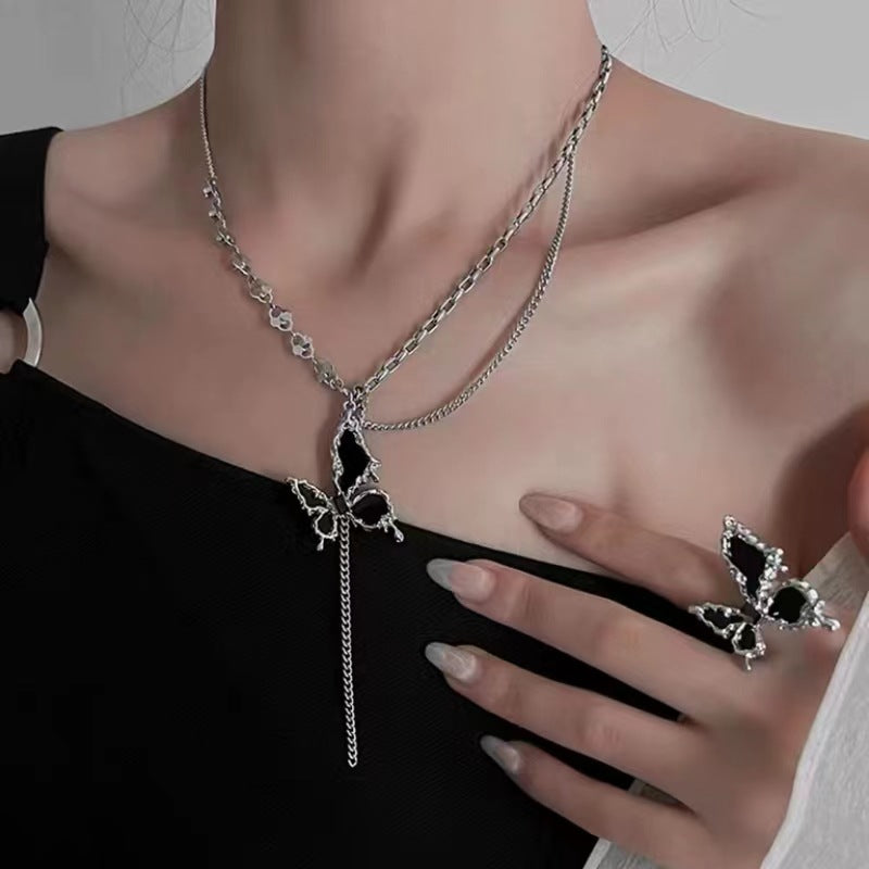Infinionly Butterfly Fringe Necklace