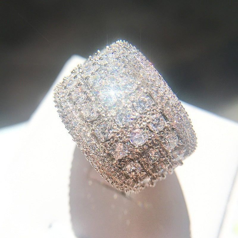 Shining Women's White Zircon Full Crystal Rings