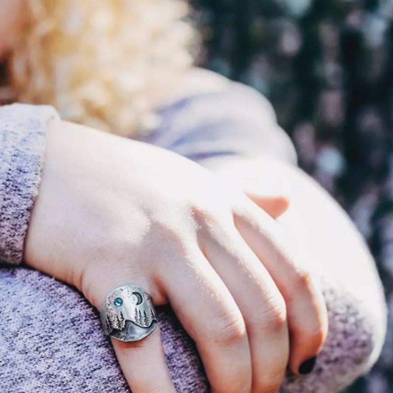 Trendy Silver Nature Mountain Ring