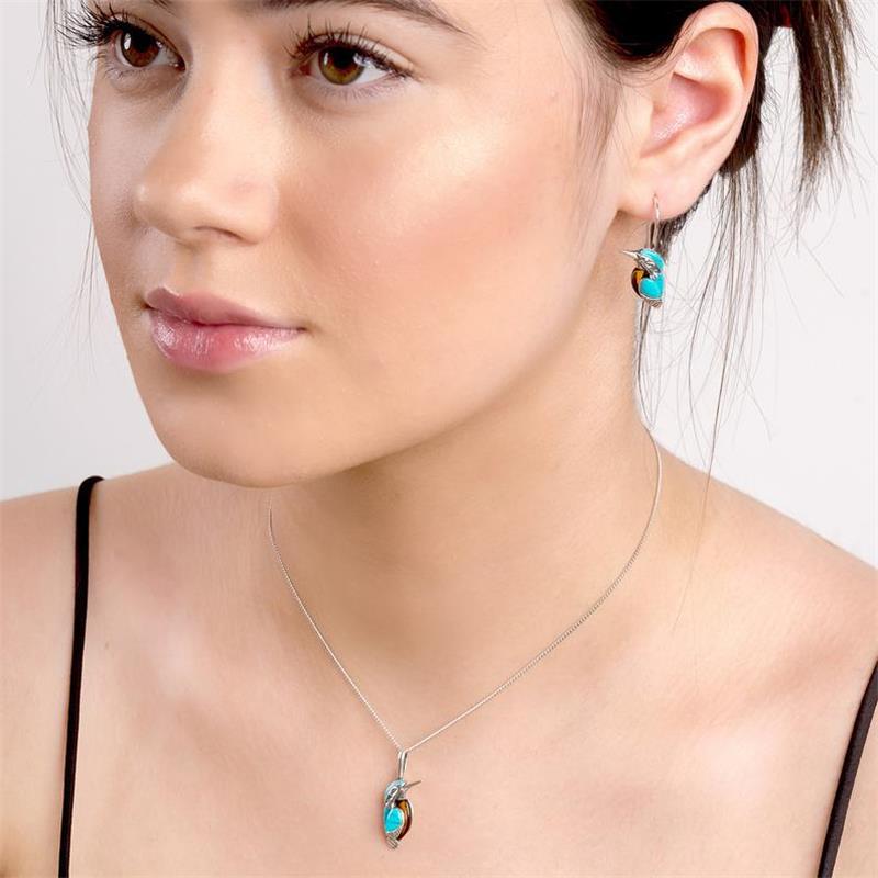 Vintage Silver Bird Nature Style Turquoise Bird Necklace