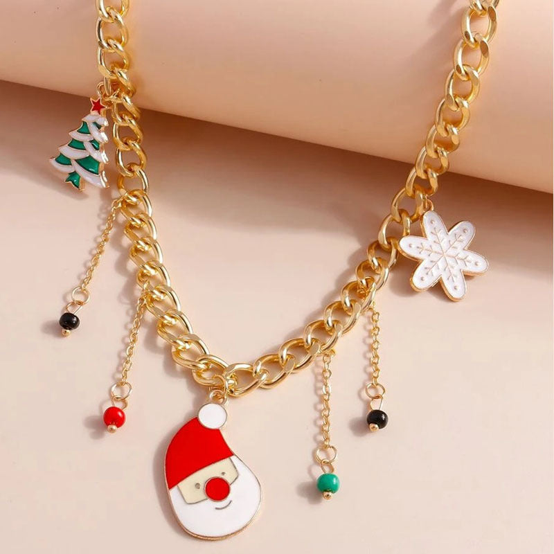 Infinionly Santa's Christmas Tree snowflake Necklace