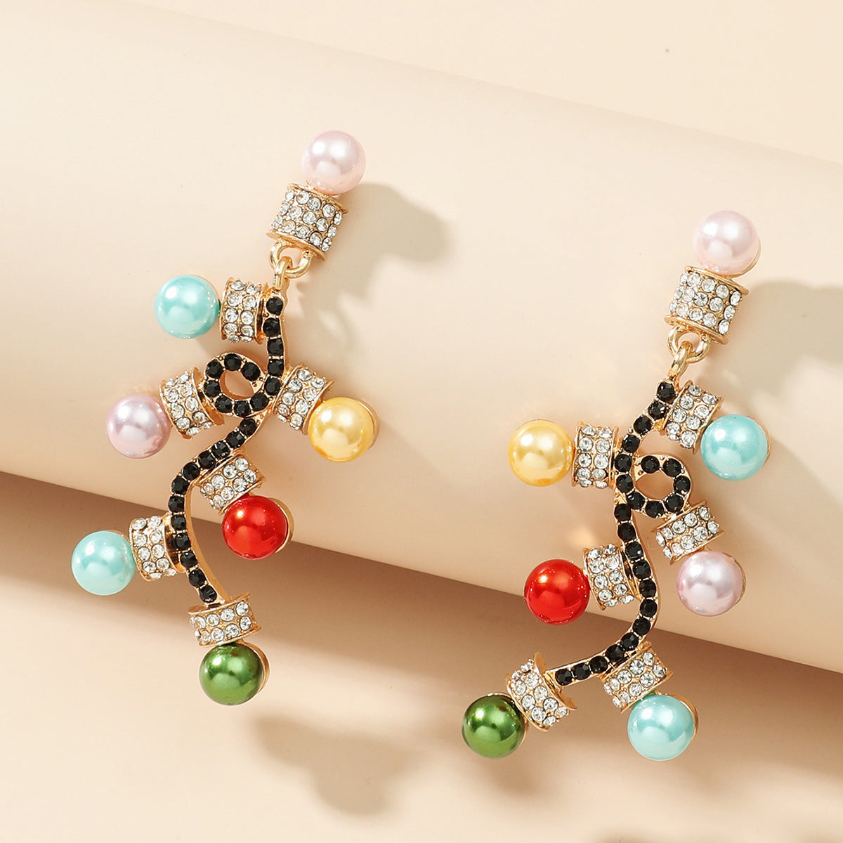 Infinionly Christmas Earrings With Colored Diamonds and Lights