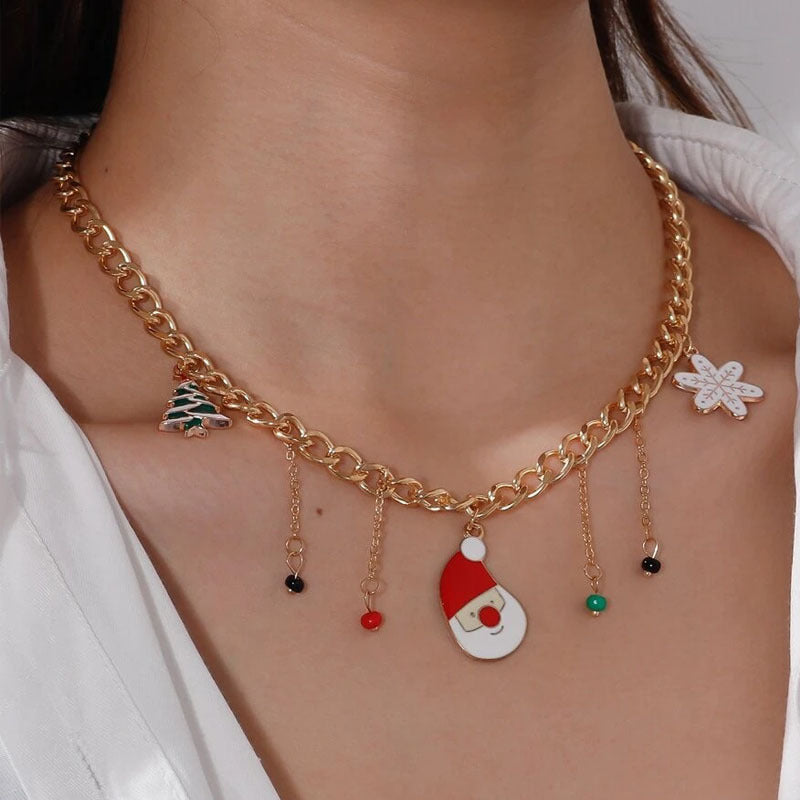 Infinionly Santa's Christmas Tree snowflake Necklace