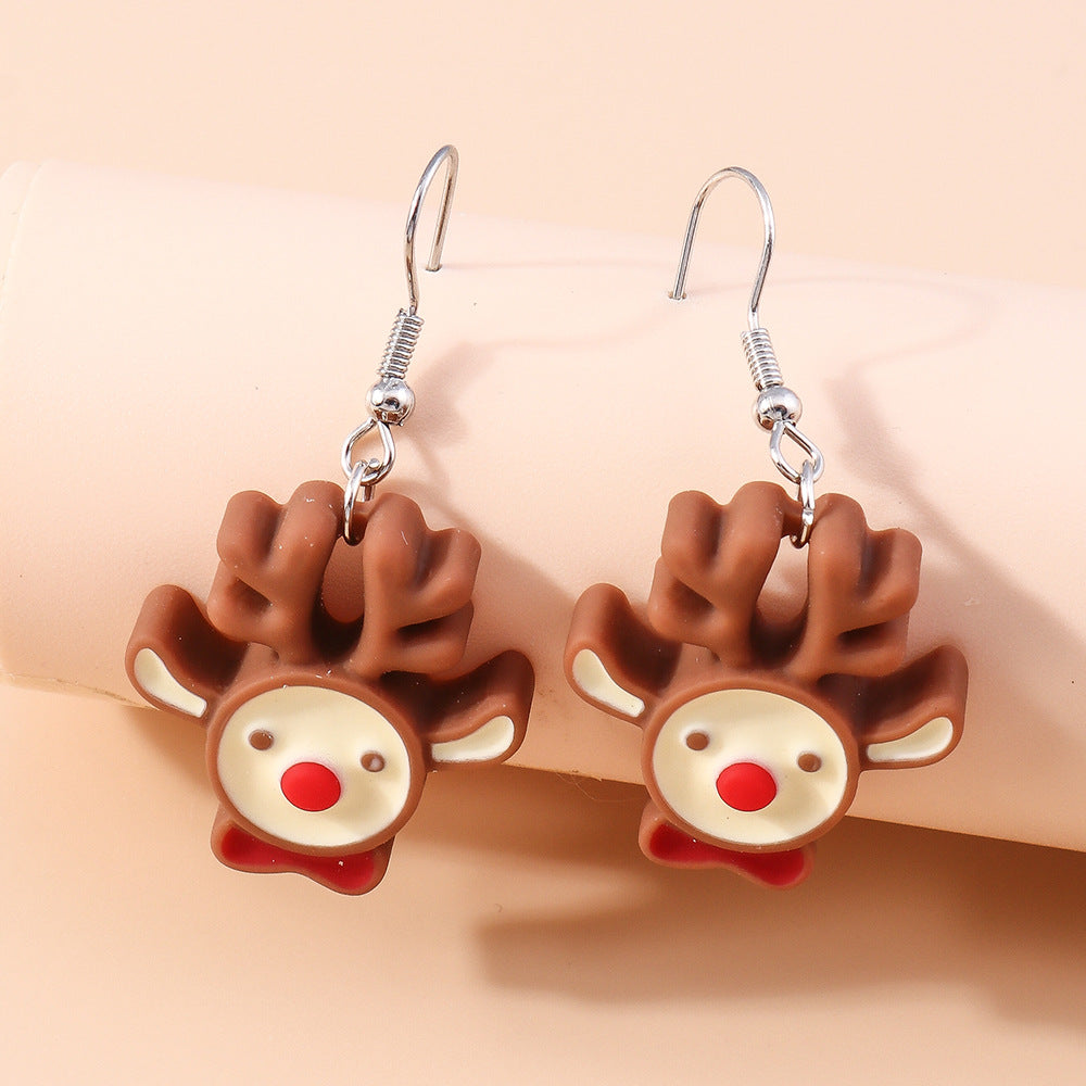 Infinionly Christmas Cartoon Elk Earrings