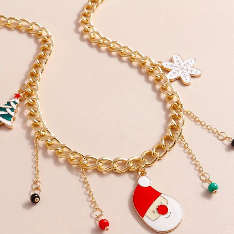 Infinionly Santa's Christmas Tree snowflake Necklace