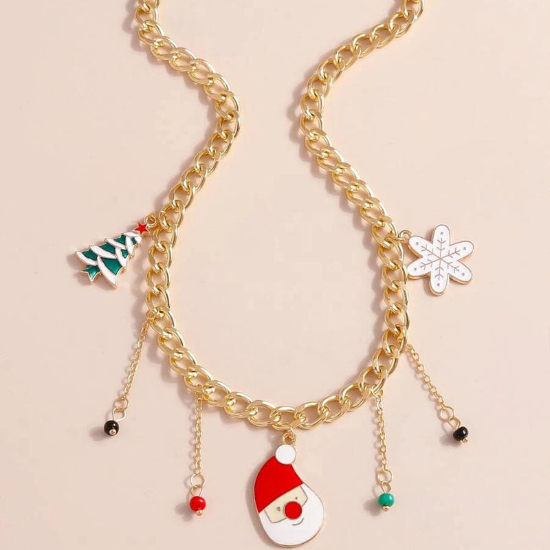 Infinionly Santa's Christmas Tree snowflake Necklace