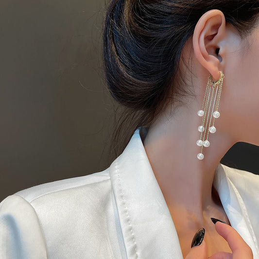 Infinionly Temperament Love Bead Tassel Earrings