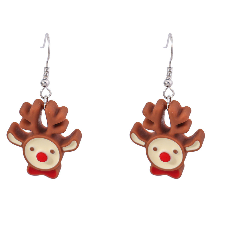 Infinionly Christmas Cartoon Elk Earrings