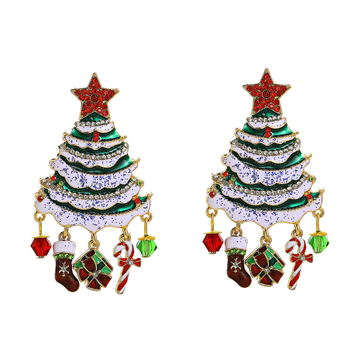 Infinionly Classic Christmas Tree Fringe Earrings