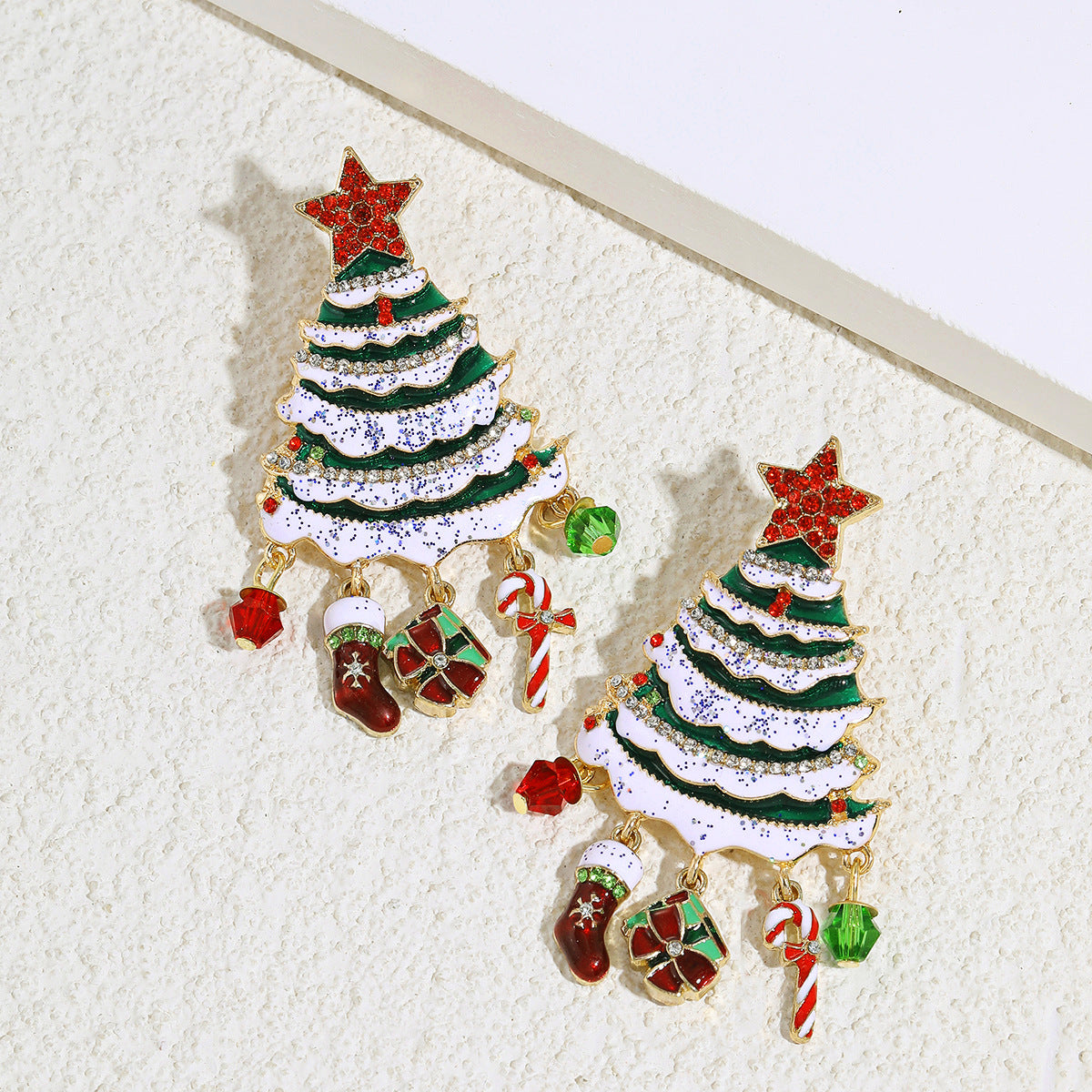 Infinionly Classic Christmas Tree Fringe Earrings