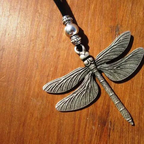 Infinionly Sterling Silver Vintage Carved Dragonfly Necklace