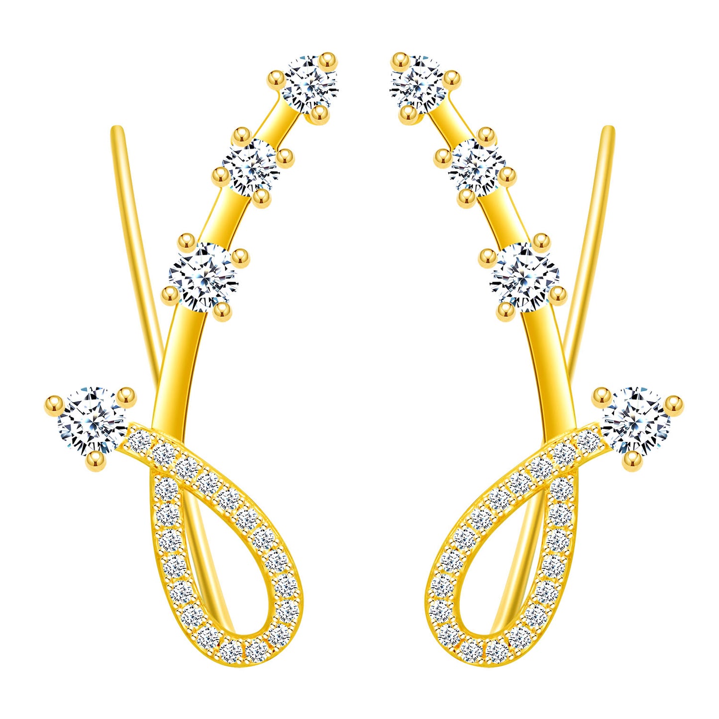 Dancing Meteor CZ Climber Earrings